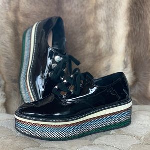 Zara Plateau Glossy Rainbow Sole Sneakers Size 8,5